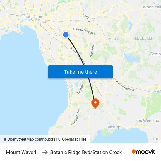 Mount Waverley to Botanic Ridge Bvd / Station Creek Way map