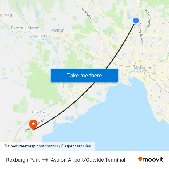 Roxburgh Park to Avalon Airport / Outside Terminal map