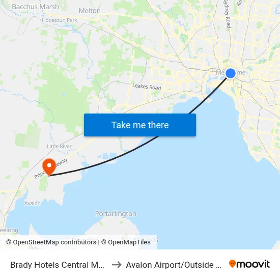 Brady Hotels Central Melbourne to Avalon Airport / Outside Terminal map