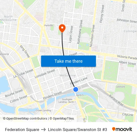 Federation Square to Lincoln Square/Swanston St #3 map