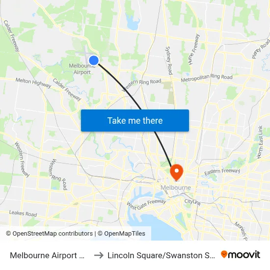 Melbourne Airport MEL to Lincoln Square/Swanston St #3 map