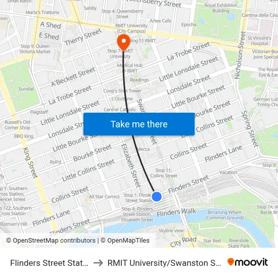 Flinders Street Station to RMIT University/Swanston St #7 map
