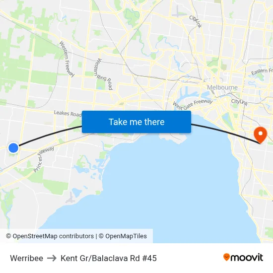Werribee to Kent Gr/Balaclava Rd #45 map