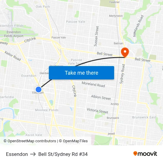 Essendon to Bell St/Sydney Rd #34 map