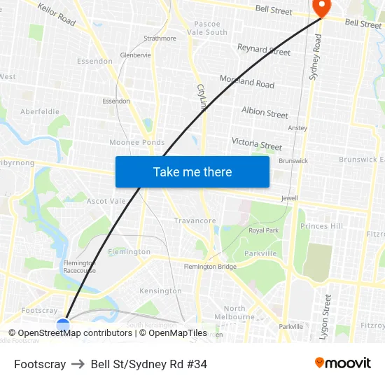 Footscray to Bell St/Sydney Rd #34 map