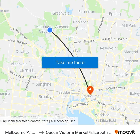 Melbourne Airport to Queen Victoria Market / Elizabeth St #7 map