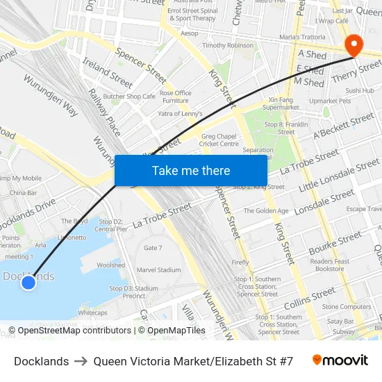 Docklands to Queen Victoria Market / Elizabeth St #7 map