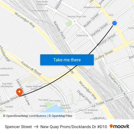 Spencer Street to New Quay Prom / Docklands Dr #D10 map