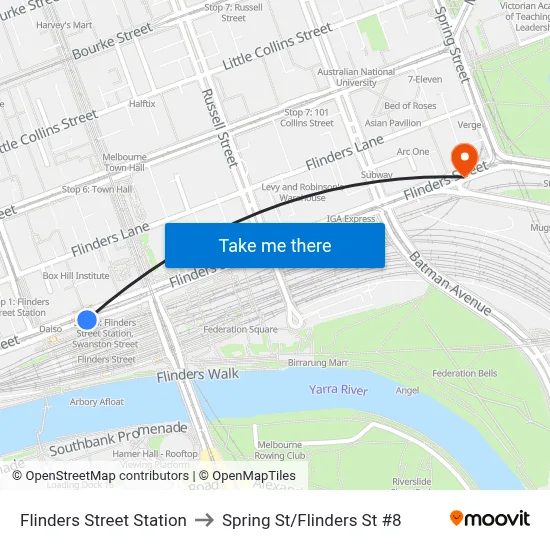 Flinders Street Station to Spring St/Flinders St #8 map