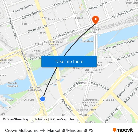 Crown Melbourne to Market St/Flinders St #3 map