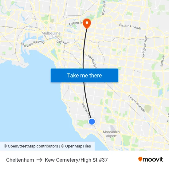 Cheltenham to Kew Cemetery/High St #37 map
