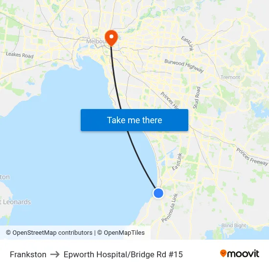 Frankston to Epworth Hospital/Bridge Rd #15 map