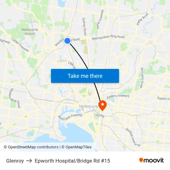 Glenroy to Epworth Hospital/Bridge Rd #15 map