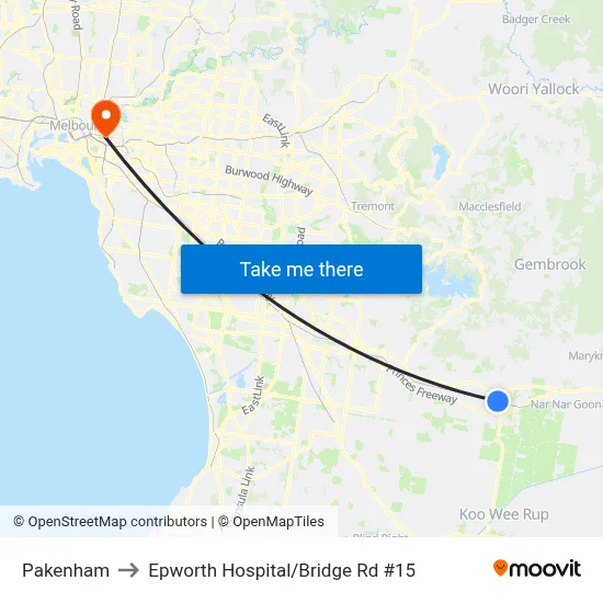 Pakenham to Epworth Hospital/Bridge Rd #15 map