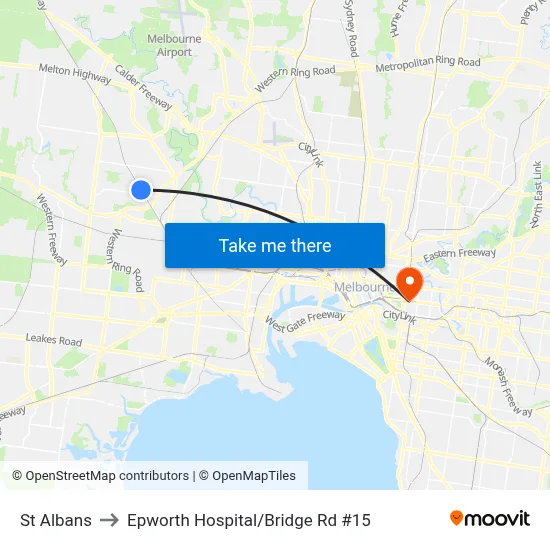 St Albans to Epworth Hospital/Bridge Rd #15 map