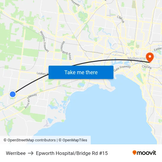 Werribee to Epworth Hospital/Bridge Rd #15 map