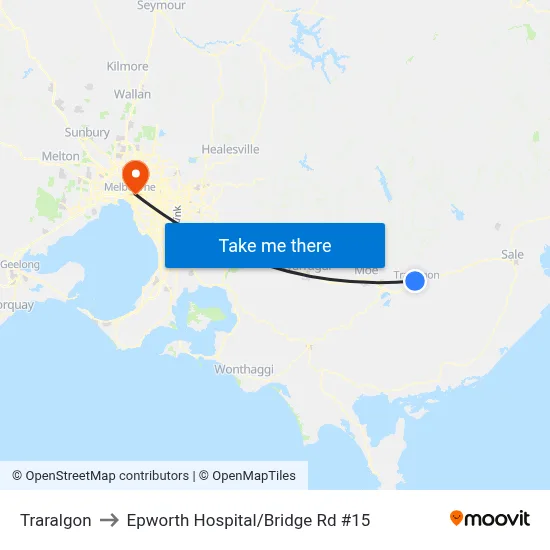 Traralgon to Epworth Hospital/Bridge Rd #15 map