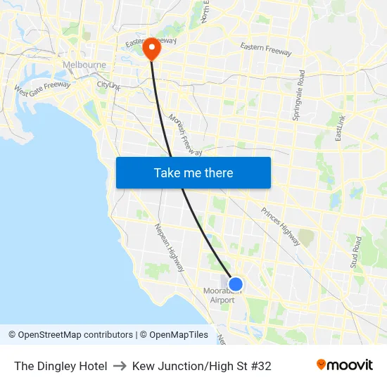 The Dingley Hotel to Kew Junction/High St #32 map