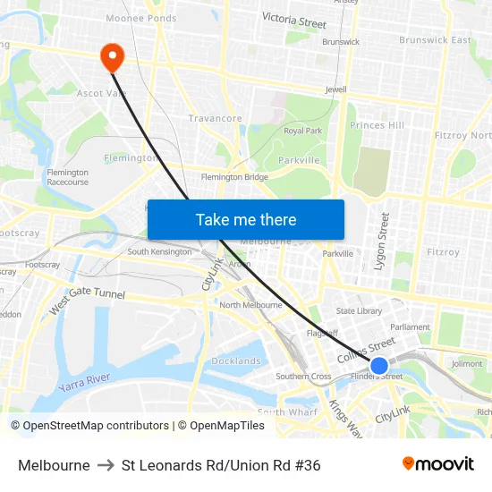 Melbourne to St Leonards Rd/Union Rd #36 map