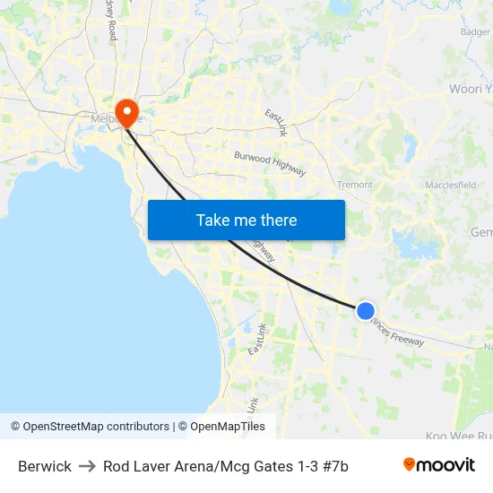 Berwick to Rod Laver Arena / Mcg Gates 1-3 #7b map