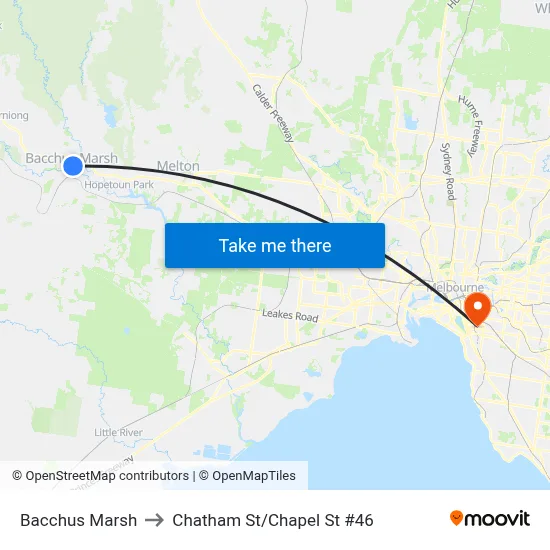 Bacchus Marsh to Chatham St/Chapel St #46 map