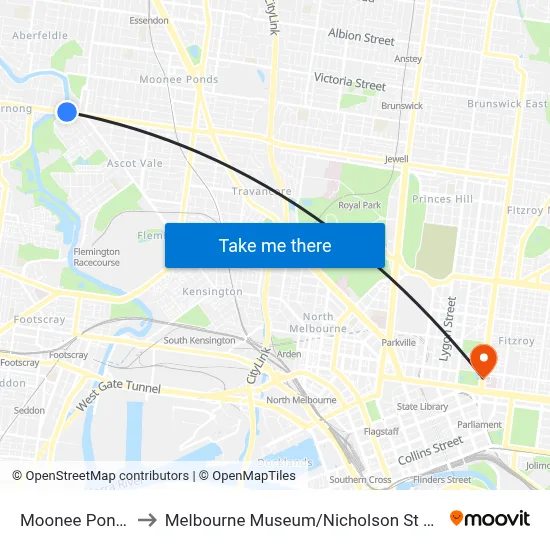 Moonee Ponds to Melbourne Museum / Nicholson St #11 map