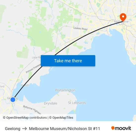 Geelong to Melbourne Museum / Nicholson St #11 map