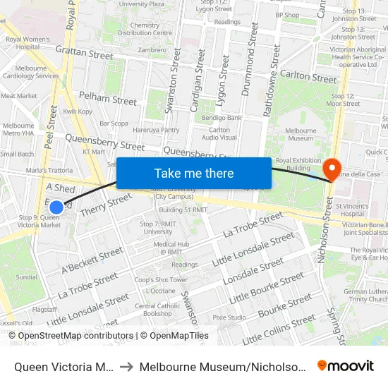 Queen Victoria Market to Melbourne Museum / Nicholson St #11 map