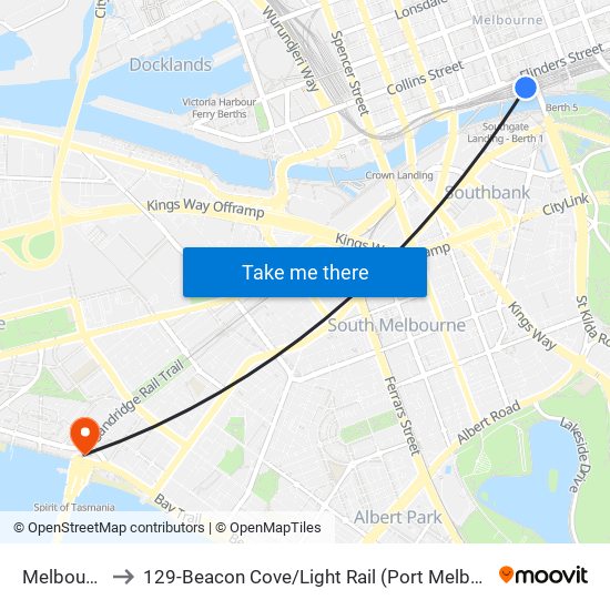 Melbourne to 129-Beacon Cove / Light Rail (Port Melbourne) map