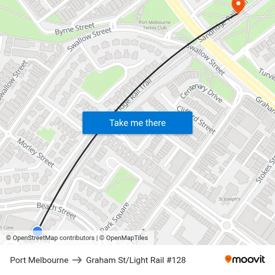 Port Melbourne to Graham St/Light Rail #128 map