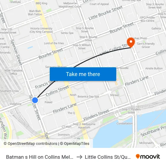 Batman s Hill on Collins Melbourne to Little Collins St/Queen St map