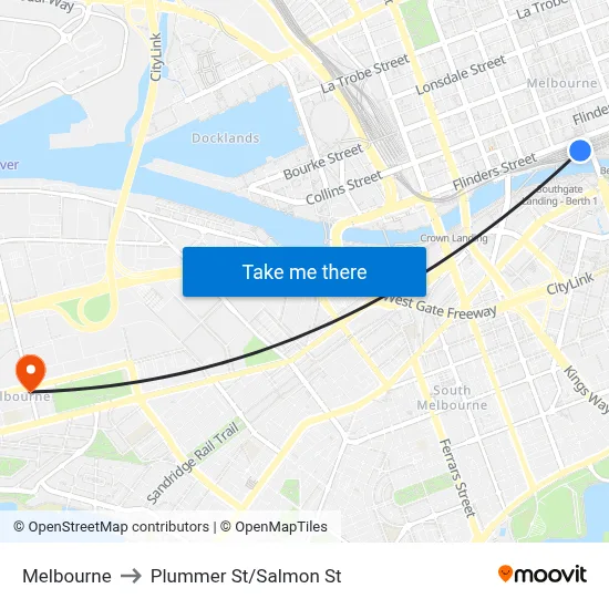 Melbourne to Plummer St/Salmon St map
