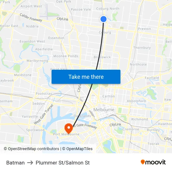 Batman to Plummer St/Salmon St map