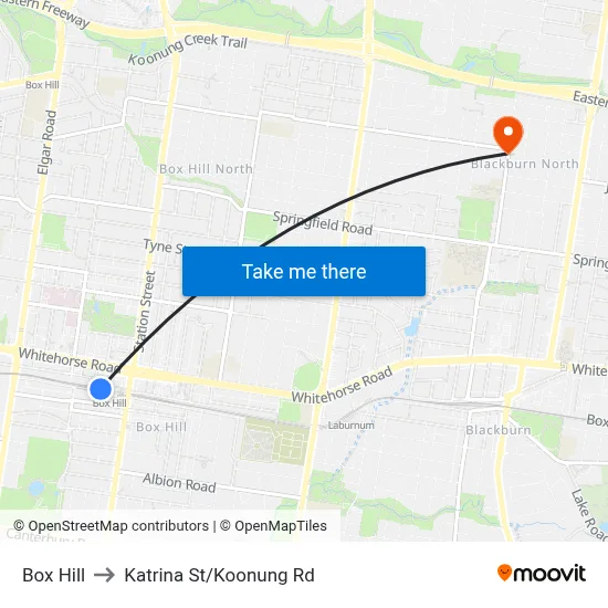 Box Hill to Katrina St/Koonung Rd map