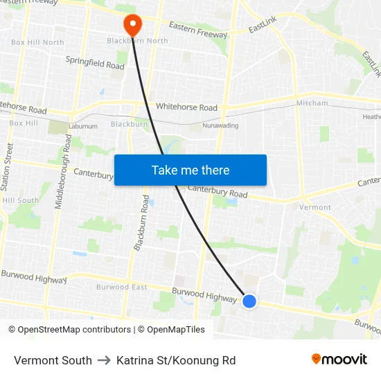 Vermont South to Katrina St/Koonung Rd map