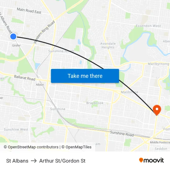 St Albans to Arthur St/Gordon St map