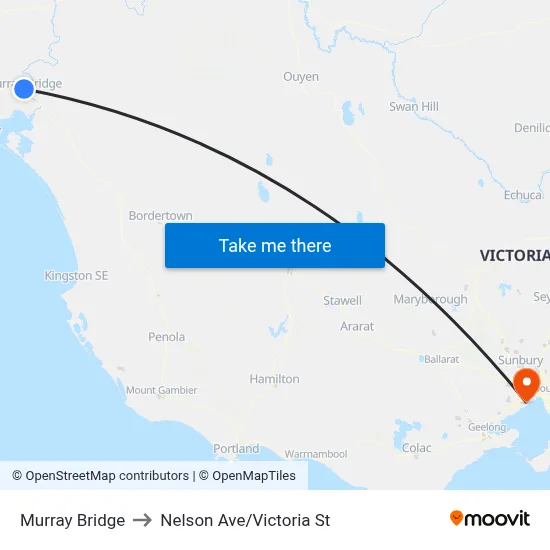 Murray Bridge to Nelson Ave/Victoria St map
