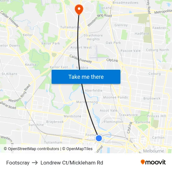 Footscray to Londrew Ct/Mickleham Rd map