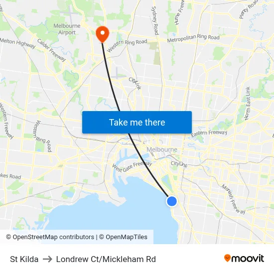St Kilda to Londrew Ct/Mickleham Rd map