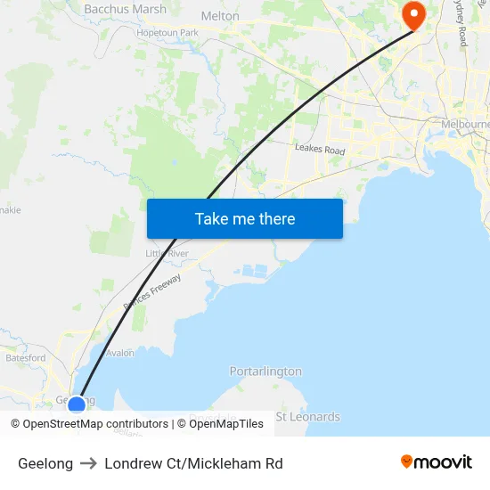 Geelong to Londrew Ct/Mickleham Rd map