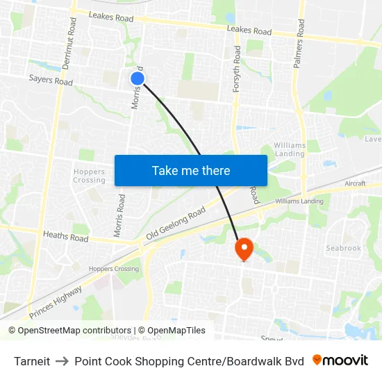 Tarneit to Point Cook Shopping Centre / Boardwalk Bvd map