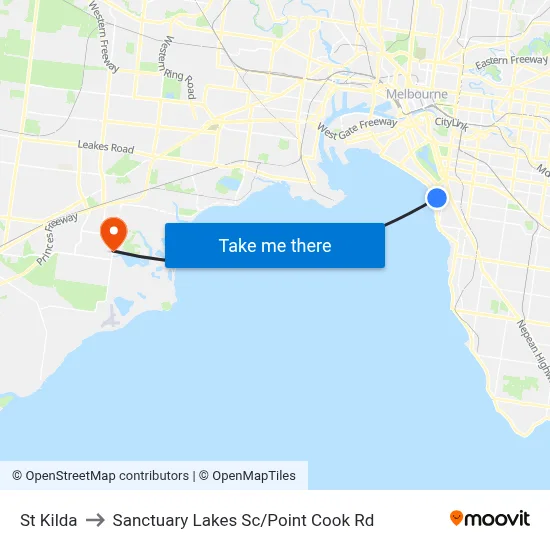 St Kilda to Sanctuary Lakes Sc / Point Cook Rd map