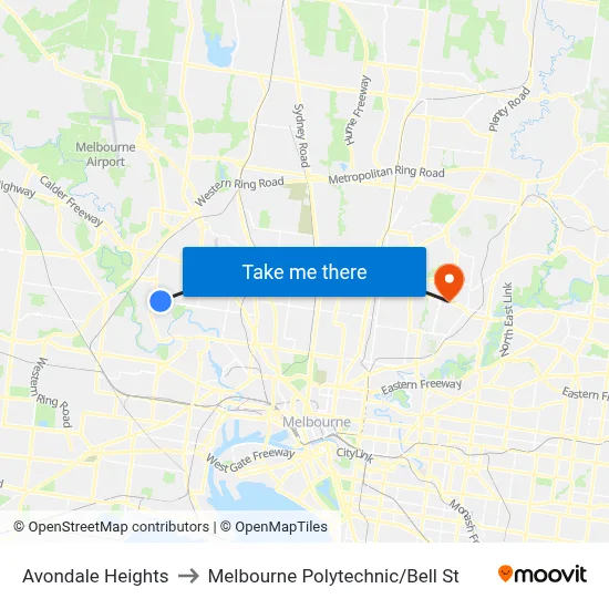 Avondale Heights to Melbourne Polytechnic/Bell St map