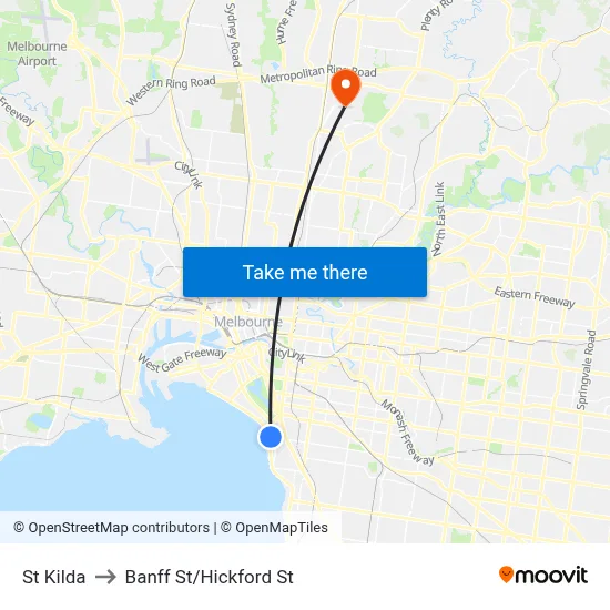 St Kilda to Banff St/Hickford St map