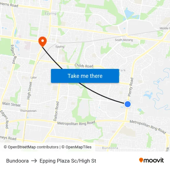 Bundoora to Epping Plaza Sc/High St map