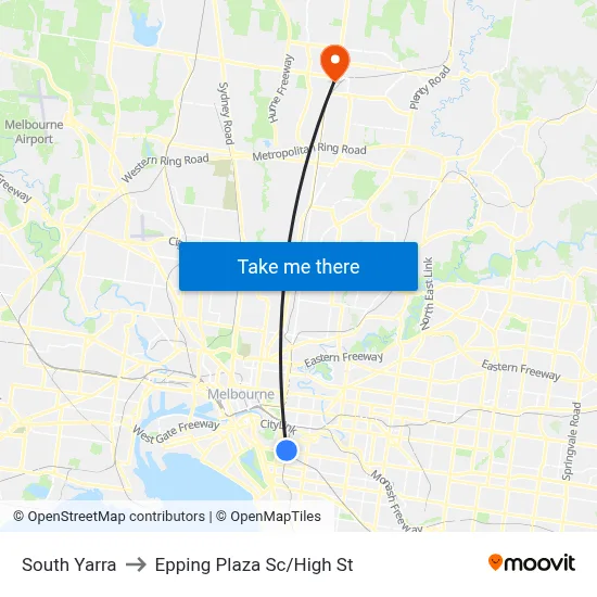 South Yarra to Epping Plaza Sc/High St map