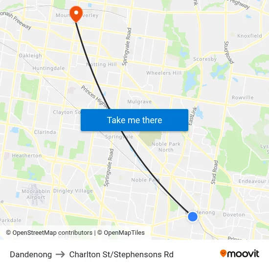 Dandenong to Charlton St/Stephensons Rd map