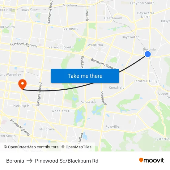 Boronia to Pinewood Sc/Blackburn Rd map