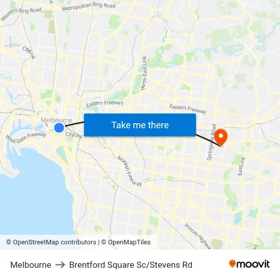 Melbourne to Brentford Square Sc/Stevens Rd map