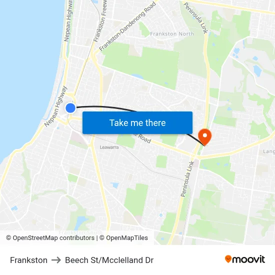 Frankston to Beech St/Mcclelland Dr map